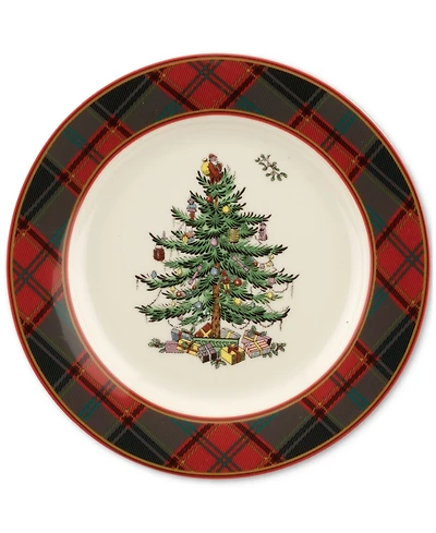 Spode Christmas Tree Tartan Salad Plate, 8"