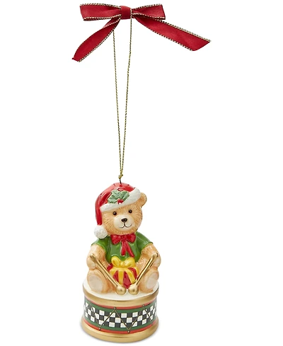 Spode Christmas Tree Teddy Bear on a Drum Ornament
