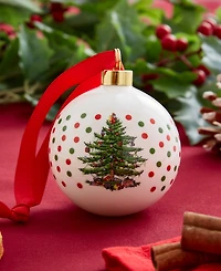 Spode Christmas Tree Polka Dot Porcelain Ball Ornament