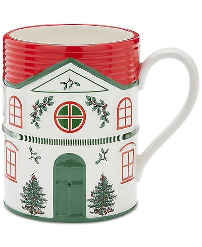 Spode Christmas Tree Village Mug, Red