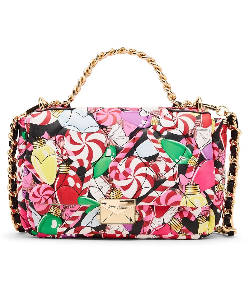 Betsey Johnson Holiday Blow Out Flap Small Crossbody Bag