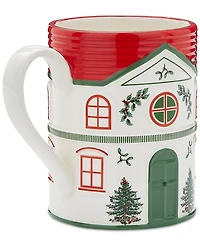 Spode Christmas Tree Village Mug, Red