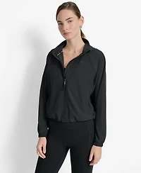 Dkny Women's Hooded Jacket with Logo Elastic Detail