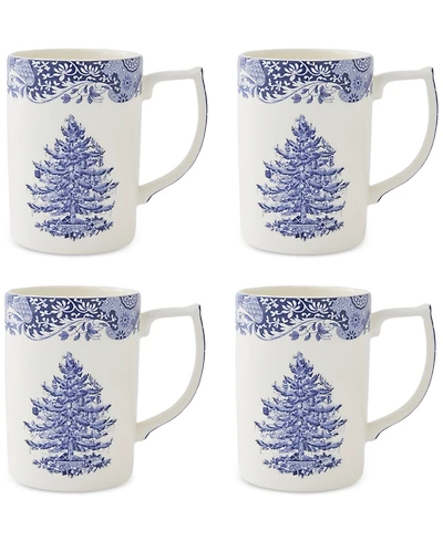Spode Blue Italian Christmas Mugs, Set of 4