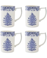 Spode Blue Italian Christmas Mugs, Set of 4