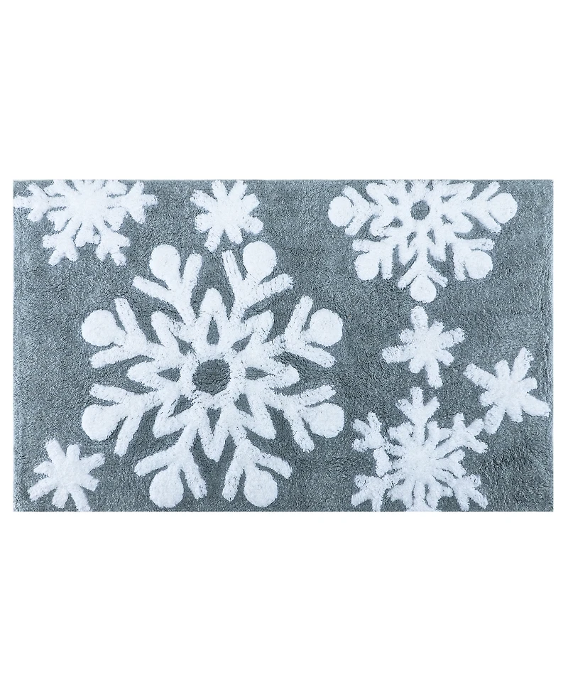Holly Bells Snowflakes Cotton Bath Rug, 20" x 32"