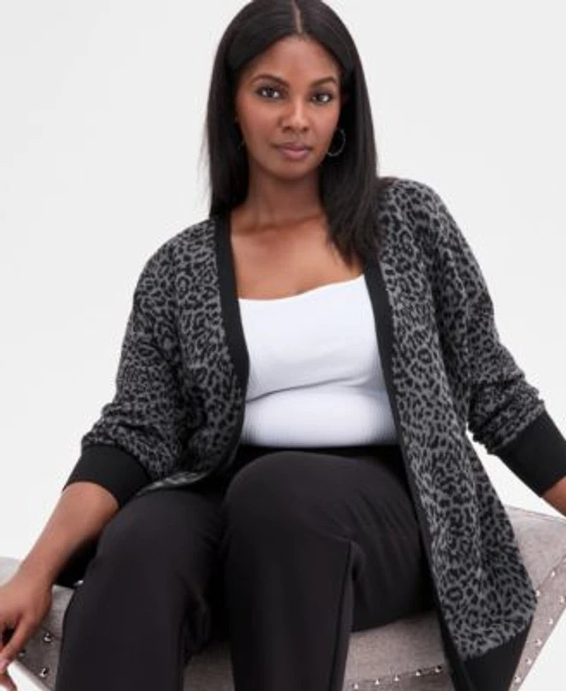 I.N.C. International Concepts Plus Size Animal Jacquard Cardigan High Rise Leggings Macys Exclusive