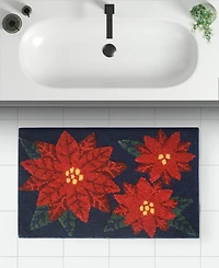 Holly Bells Poinsettia Bath Rug, 20" x 32"