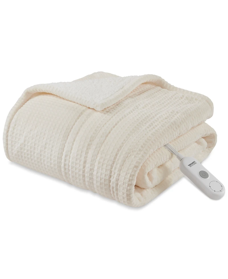 Premier Comfort Heated Waffle to Sherpa Throw, 50" x 60"