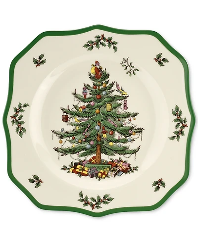 Spode Christmas Tree Scalloped Dinner Plate, 10.5"