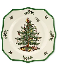 Spode Christmas Tree Scalloped Dinner Plates, Set of 4