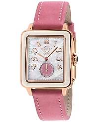 GV2 by Gevril Women's Bari Diva Rose Pink Leather Strap Watch, 34mm