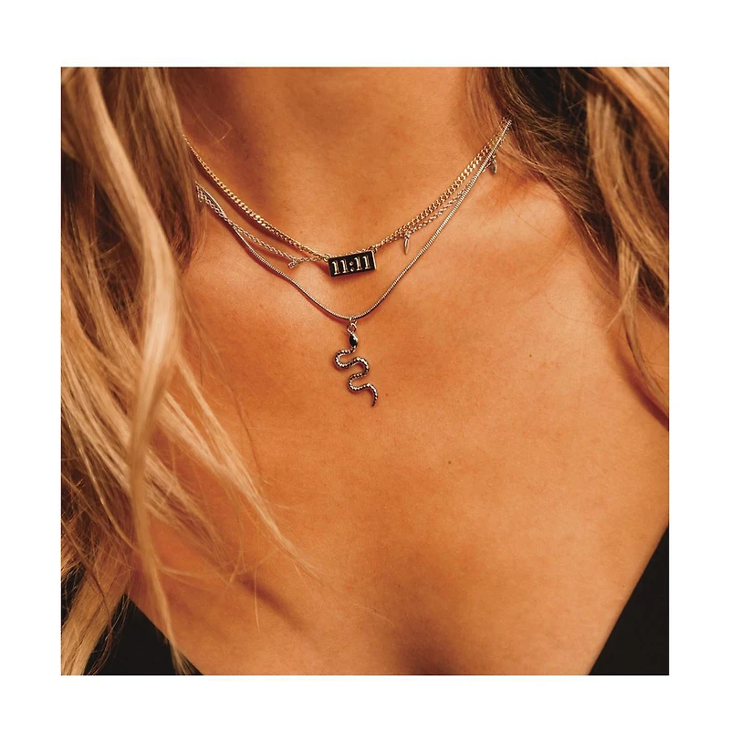 14K Gold-Plated 11:11 Pendant Necklace, 16" + 2" extender