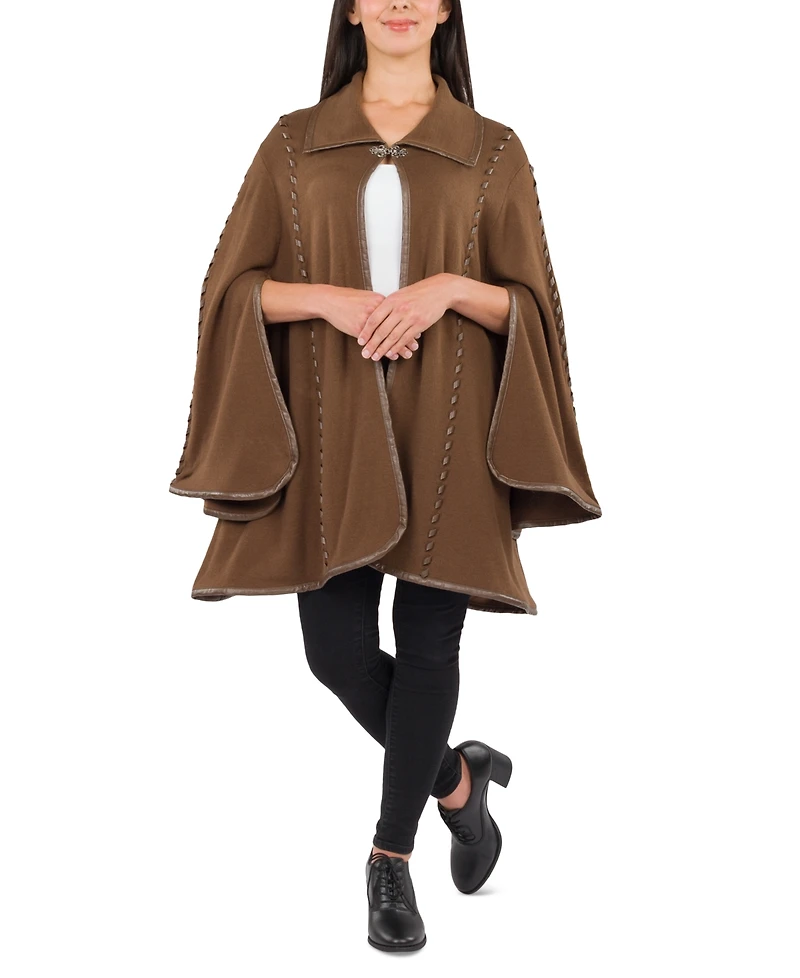Patricia Nash Women's Hooded Sleeved Cape with Clasp