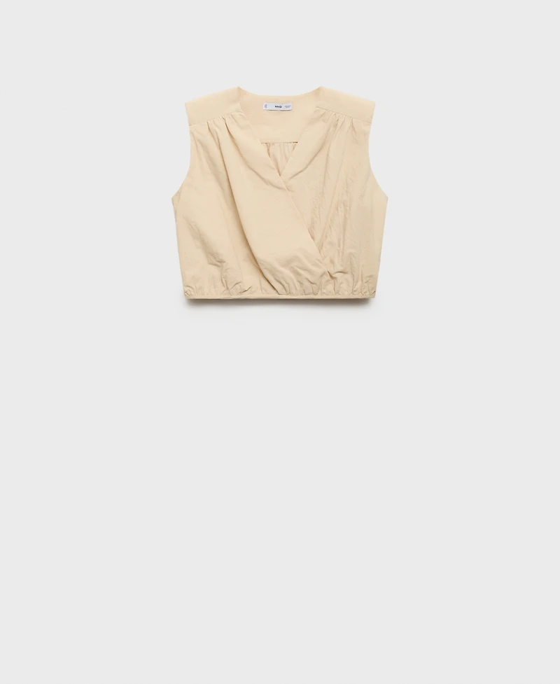 Mango Women's Gathered Details Cotton Blouse