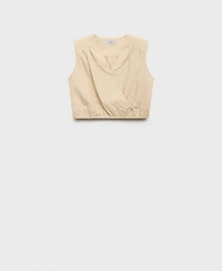 Mango Women's Gathered Details Cotton Blouse