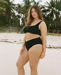 Mango Women's High-Waisted Towel-Effect Bikini Bottom