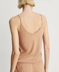 Mango Women's Lace Contrast Cotton Pajama Top