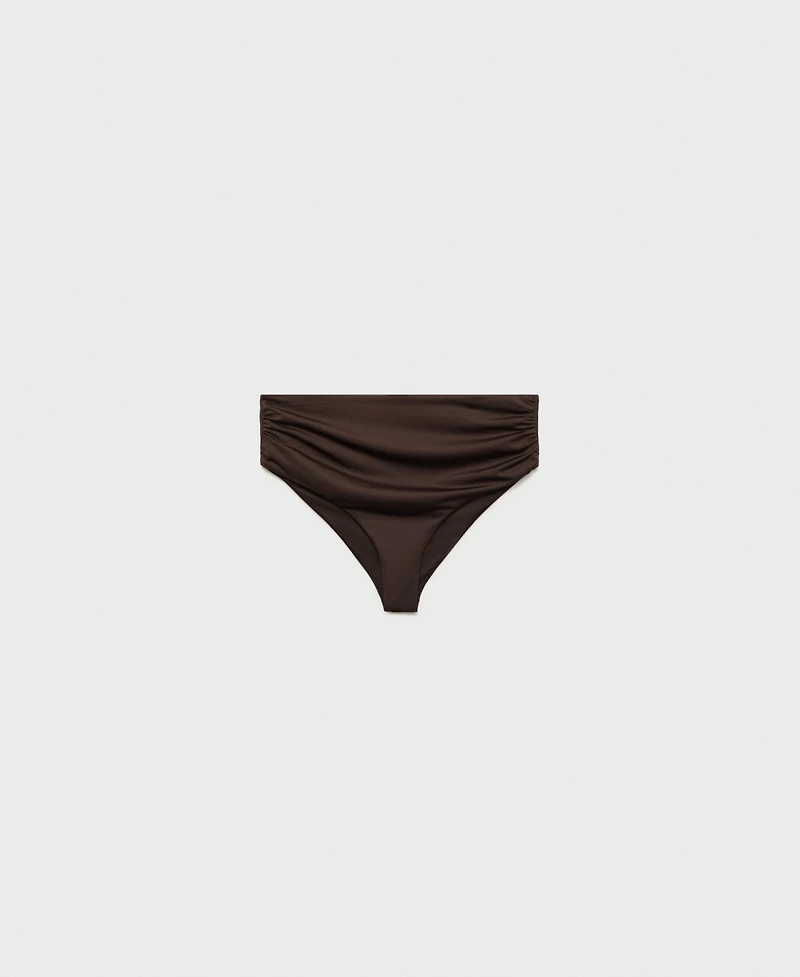 Mango Women's High-Waisted Draped Bikini Bottom