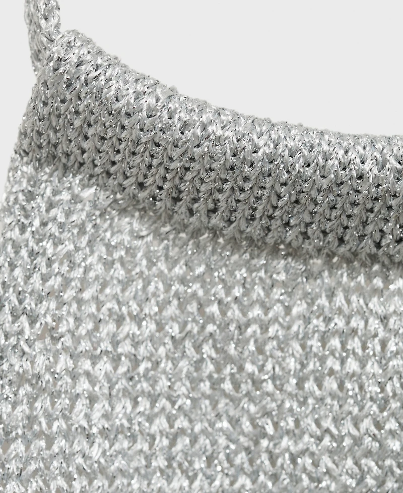 Mango Women's Halter-Neck Lurex Knitted Top