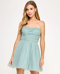Seni & Cade Juniors' Glitter Pleated Short Dress