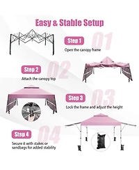 10'x17.6' Outdoor Instant Pop-up Canopy Tent Dual Half Awnings Adjust Patio