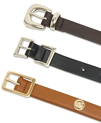 Steve Madden Textured Faux-Leather Belts, Set of 3