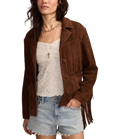 Lucky Brand Women's Fringed Collared Jacket