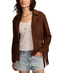 Lucky Brand Women's Fringed Collared Jacket