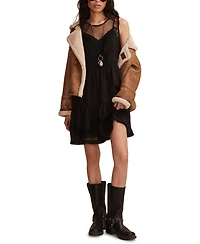 Lucky Brand Women's Mesh Tiered Crewneck Mini Dress