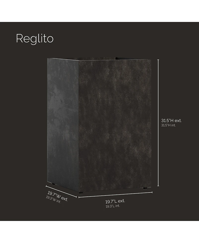 Cosapots Reglito Tall Square Planter – Fiberglass Indoor/Outdoor and Weather-Resistant Large (19.7" L x 19.7" W 31.5" H) (Grey Stone)
