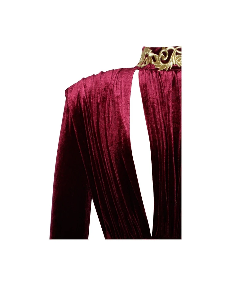 Miss Circle Women Zenaida Burgundy Cutout High Slit Velvet Gown