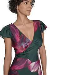 Calvin Klein Women's Flutter Sleeve Satin Midi Dress