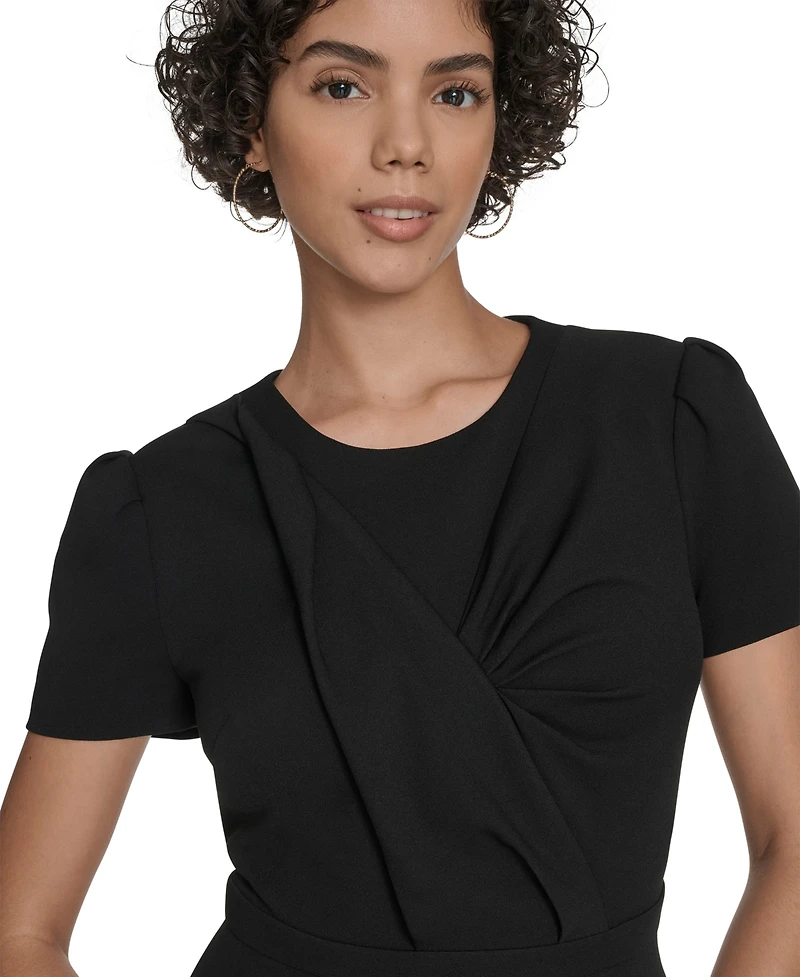 Calvin Klein Women's Short Sleeve Ruched Midi Dress