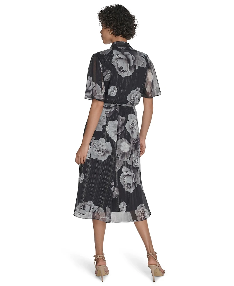 Calvin Klein Women's Flutter Sleeve Midi Dress