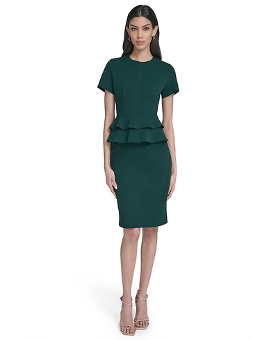 Calvin Klein Women's Short Sleeve Peplum Sheath Dress