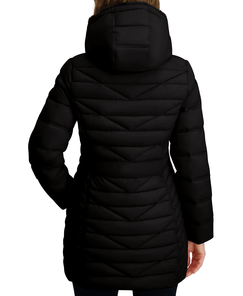 Nautica Women's Faux-Fur-Lined Hooded Puffer Coat