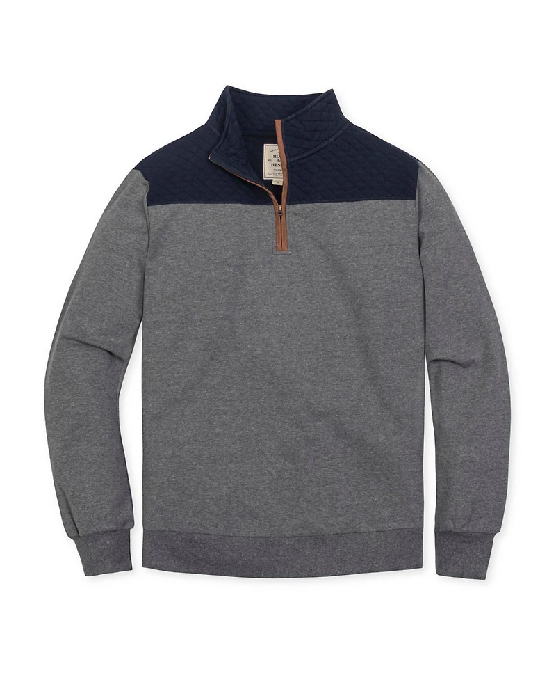 Hope & Henry Men's Organic French Terry Half Zip Pullover with Quilted Yoke