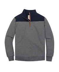 Hope & Henry Men's Organic French Terry Half Zip Pullover with Quilted Yoke
