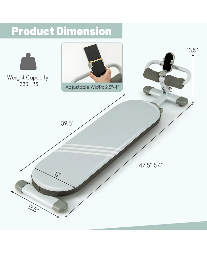 Akiudex Adjustable Foldable Sit-Up Bench with Foam Rollers and Phone Holder