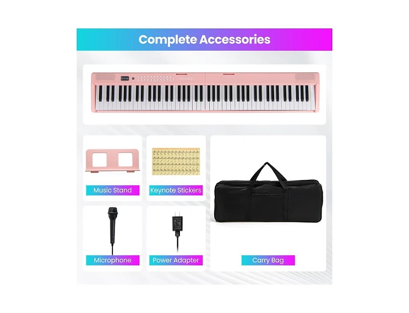 Akiudex 88-Key Foldable Digital Piano with Bag Microphone and Music Stand
