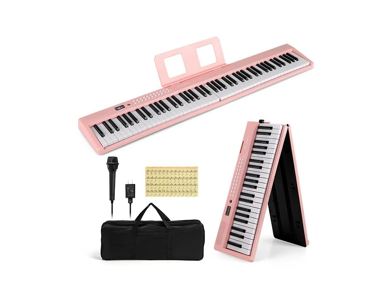 Akiudex 88-Key Foldable Digital Piano with Bag Microphone and Music Stand