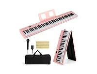 Akiudex 88-Key Foldable Digital Piano with Bag Microphone and Music Stand