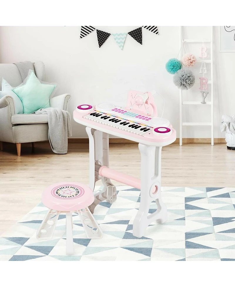 Akiudex Kids 37 Key Electronic Keyboard Piano with Microphone and Stool