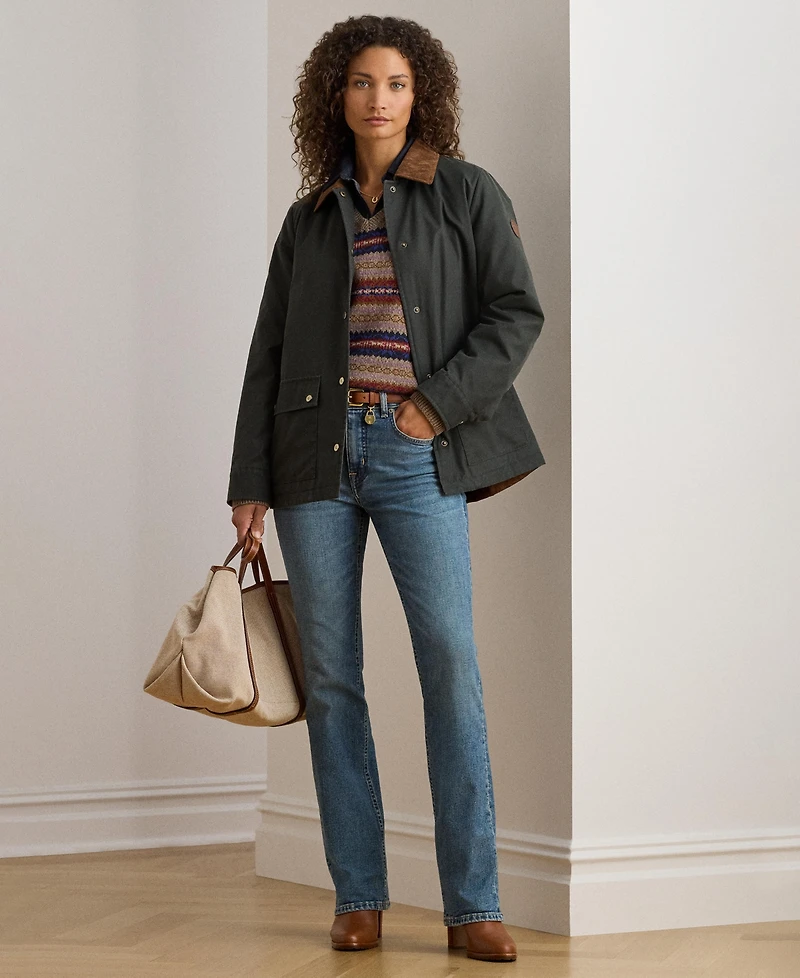 Lauren Ralph Women's Cord-Collar Waxed Jacket