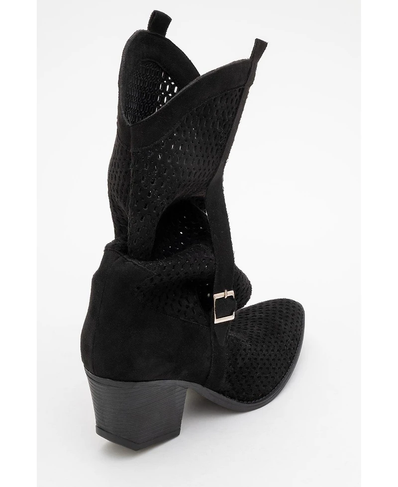 Prologue Shoes Larry Elasticated Block Heel Boot
