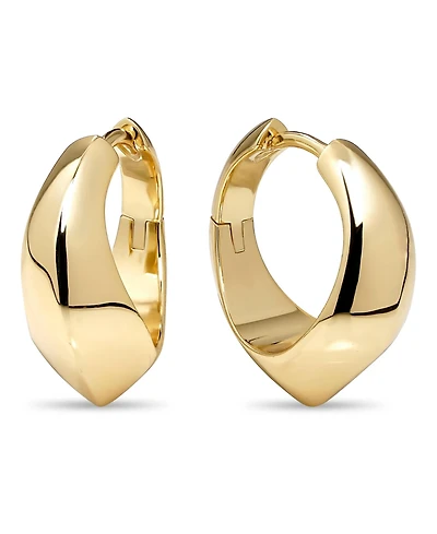 Devata Beveled Curve Hoop Earrings in Gold Plated Sterling Silver