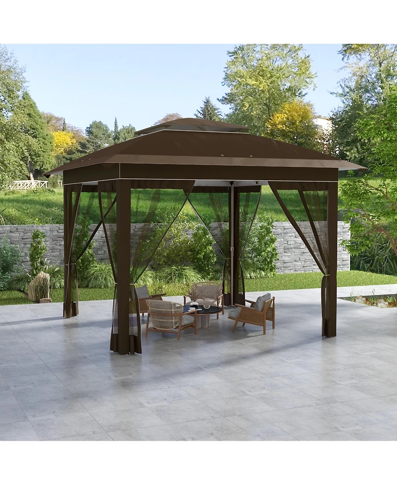 Outsunny 12' x 12' Outdoor Pop-Up Tent Canopy W/ Mesh Sidewalls and Bag,
