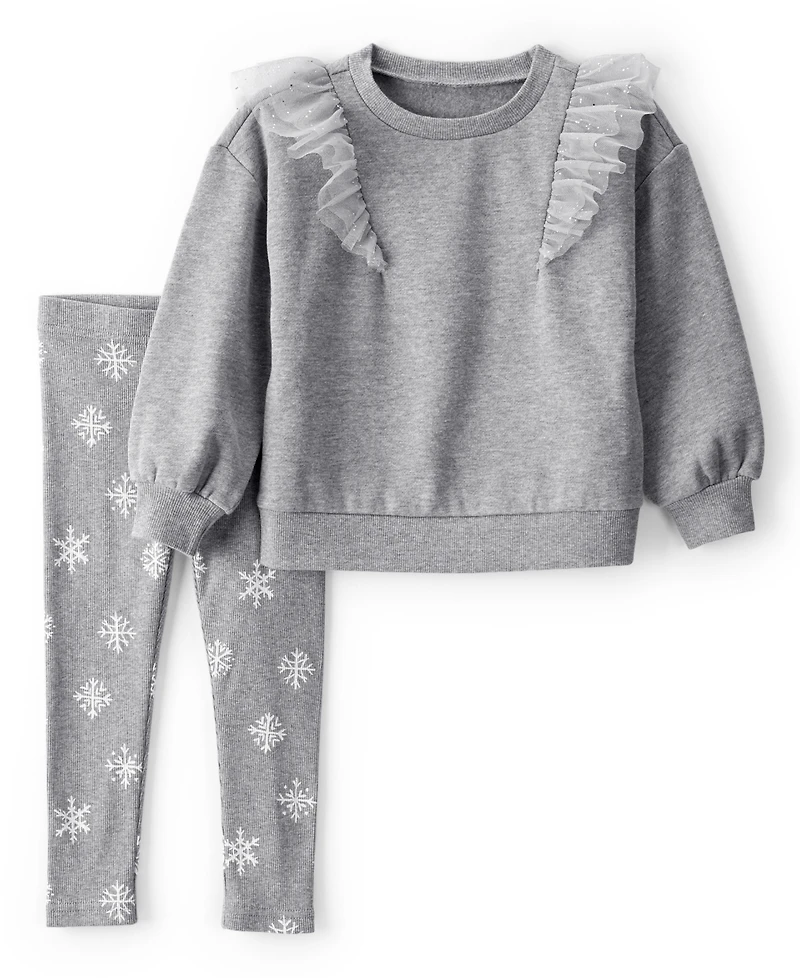 Carter's Toddler Girls Snowflake Print Long-Sleeve T-Shirt and Pants, 2-Piece Set