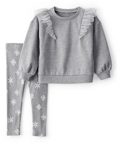 Carter's Toddler Girls Snowflake Print Long-Sleeve T-Shirt and Pants, 2-Piece Set